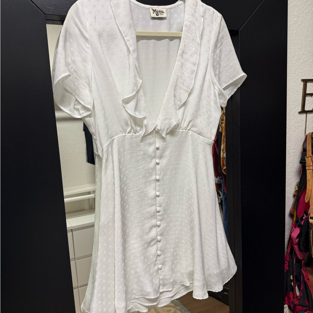 Show Me Your MuMu White Ruffled Blouse